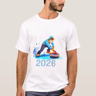 2026年 ウィンタースポーツ カーリング イラストTシャツ | Tシャツ