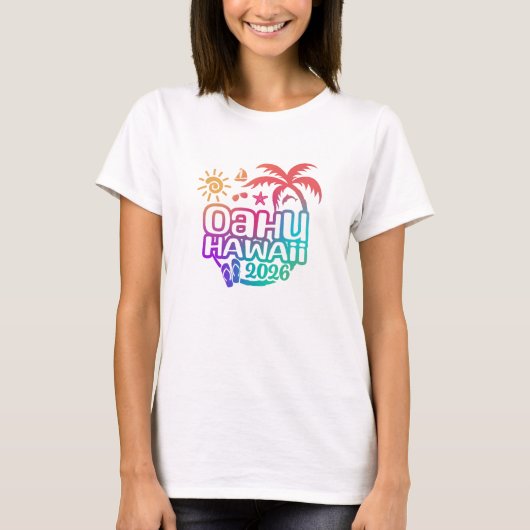 2026年 オアフ島、ハワイ バケーション Tシャツ (正面)