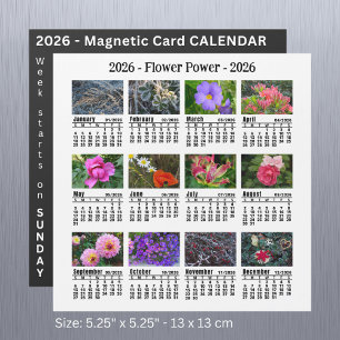 2026年 オーダーメイド 花 マグネットカレンダー 白