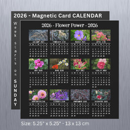 2026年 オーダーメイド 花 マグネット ブラック カレンダー SU