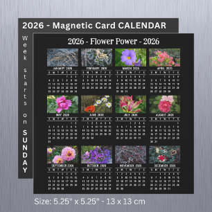 2026年 オーダーメイド 花 マグネット ブラック カレンダー SU