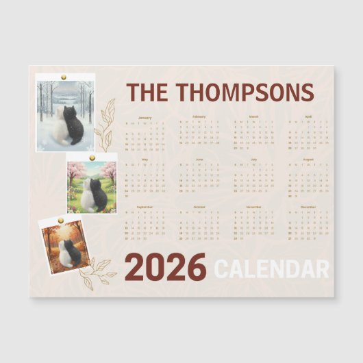 2026年 カスタムカレンダー 季節の猫 (正面)