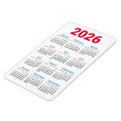 2026年 カレンダー マグネット | シカゴの旗の色 テーマ (左側)