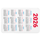 2026年 カレンダー マグネット | シカゴの旗の色 テーマ (横)