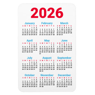 2026年 カレンダー マグネット | シカゴの旗の色 テーマ