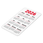 2026年 カレンダー マグネット | 赤 黒 グレー 白 (左側)