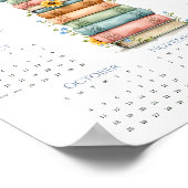 2026年 カレンダー 単ページ ブックスタック ライトブルー ポスター (角)