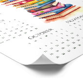 2026年 カレンダー 黒猫とカラフルな本 ポスター (角)