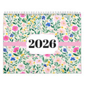 2026年 クラシックな野の花柄 カレンダー (カバー)