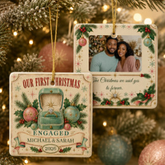 2026年 クリスマス 初めての婚約記念写真 セラミックオーナメント