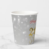 2026年 ゴールデン新年 スノーフレーク サンタ帽子 紙コップ (正面)