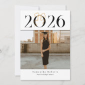 2026年 ゴールド コケット リボン 写真 卒業 招待状 (正面)