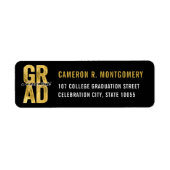 2026年 ゴールド ゴージャス GRAD タイポグラフィー 卒業式 ラベル (正面)