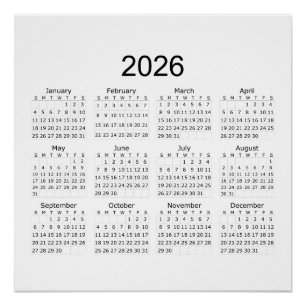 2026年 シンプル ミニマリスト カレンダー ポスター