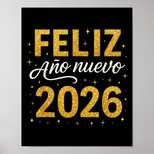 2026年 スペイン風 お祭り 花火 Feliz Año Nuevo ポスター (正面)