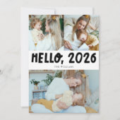 2026年 タイポグラフィーホワイト 写真 ホリデーカード (正面)