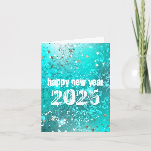 2026年 ターコイズブルーの新年招待状 シーズンカード (正面)