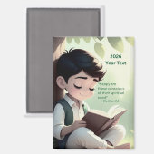 2026年 テキスト 少年 読書 マグネット (正面/裏面)