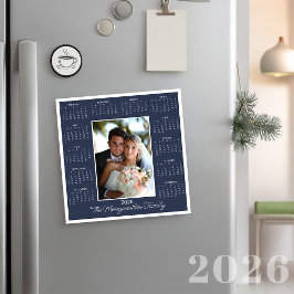 2026年 ブルー 写真 マグネットカレンダー クリスマスカード