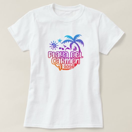 2026年 プラヤデルカルメン メキシコ 休暇 旅行 Tシャツ (デザイン正面)