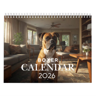 2026年 ボクサー犬 壁掛けカレンダー | 12ヶ月カレンダー カレンダー