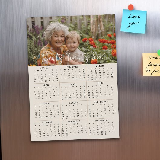 2026年 マグネット 写真カレンダー 1年 5x7 カード