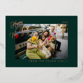 2026年 ミニマル モダン スクリプト 緑 写真 箔シーズンカード (正面)