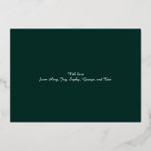 2026年 ミニマル モダン スクリプト 緑 写真 箔シーズンカード (裏面)