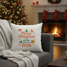 2026年 メリークリスマス＆ハッピーニューイヤー クッション