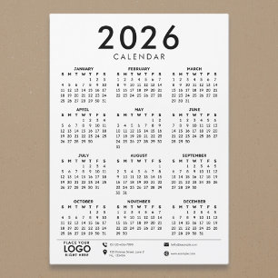 2026年 モダン ベーシック 法人ロゴ カレンダー