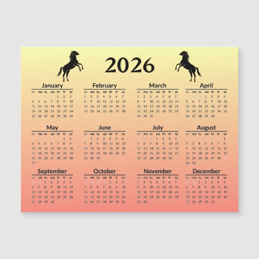 2026年 丙午 馬の年 中国の旧正月 カレンダー (正面)