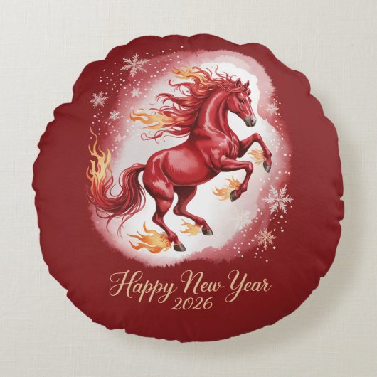 2026年 丙午 馬年 ラウンドクッション (正面)