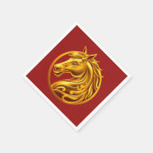 2026年+中国+お正月+金色+馬 スタンダードカクテルナプキン (角)