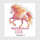 2026年 亥 未 赤い馬 – おめでとうございます 中国の新年 シール (シート)