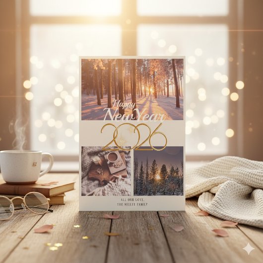 2026年 冬の新年の写真カード シーズンカード