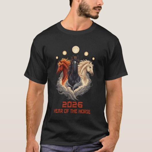 2026年 午年 お正月 おめでとう 旧正月 Tシャツ (正面)