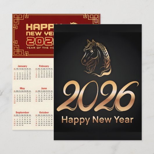2026年 午年 中国の壁掛けカレンダー シーズンポストカード (正面/裏面)