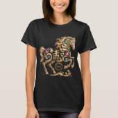 2026年 午年 中国の新年 金の馬 Tシャツ (正面)