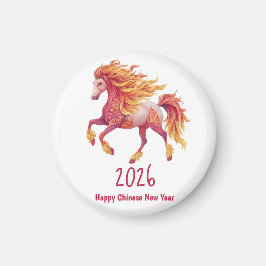 2026年 喜迎紅馬新春 – おめでとうございます中国のお正月 マグネット