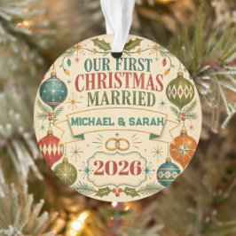 2026年 夫婦の初めてのクリスマス レトロデザイン オーナメント