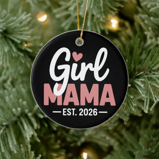 2026年 女の子ママになる!妊婦 新米ママ 妊娠発表 セラミックオーナメント (ツリー)
