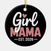 2026年 女の子ママになる!妊婦 新米ママ 妊娠発表 セラミックオーナメント (正面)