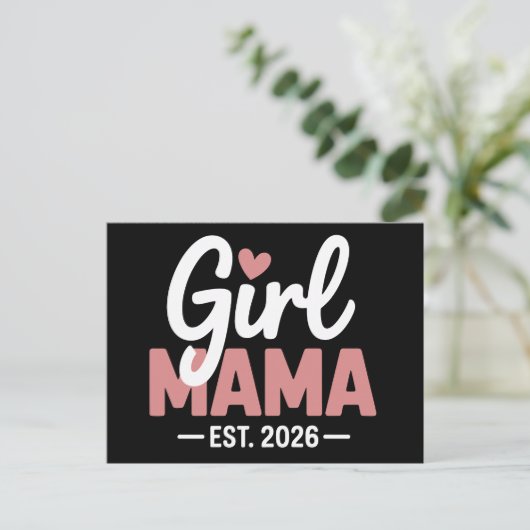 2026年 女の子ママになる!妊婦 新米ママ 妊娠発表 案内ポストカード (スタンド正面)