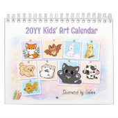 2026年 子供の絵 カレンダー サルマのかわいい動物たち (カバー)