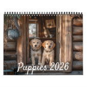 2026年 子犬 壁掛けカレンダー カレンダー (カバー)