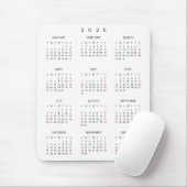 2026年 年間カレンダー エレガントな自宅オフィス マウスパッド (マウス)