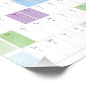 2026年 年間プランナー 印刷可能 | パステル調 壁掛けカレンダー ポスター (コーナー)