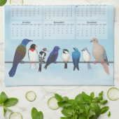 2026年 庭の鳥カレンダー キッチンタオル (折り畳み)