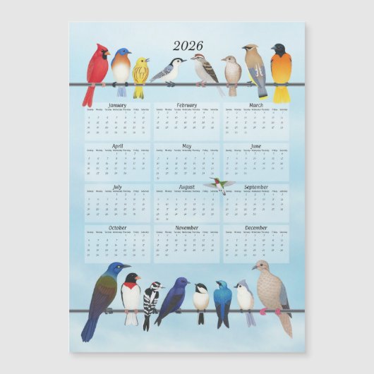 2026年 庭の鳥 カレンダー (正面)