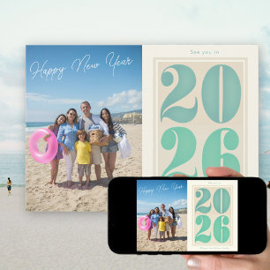 2026年 新年の写真カード 太字のタイポグラフィー シーズンカード